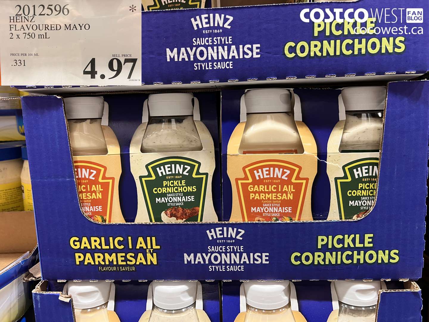 2012596 HEINZ FLAVOURED MAYO 2 X 750 ML $4.97
