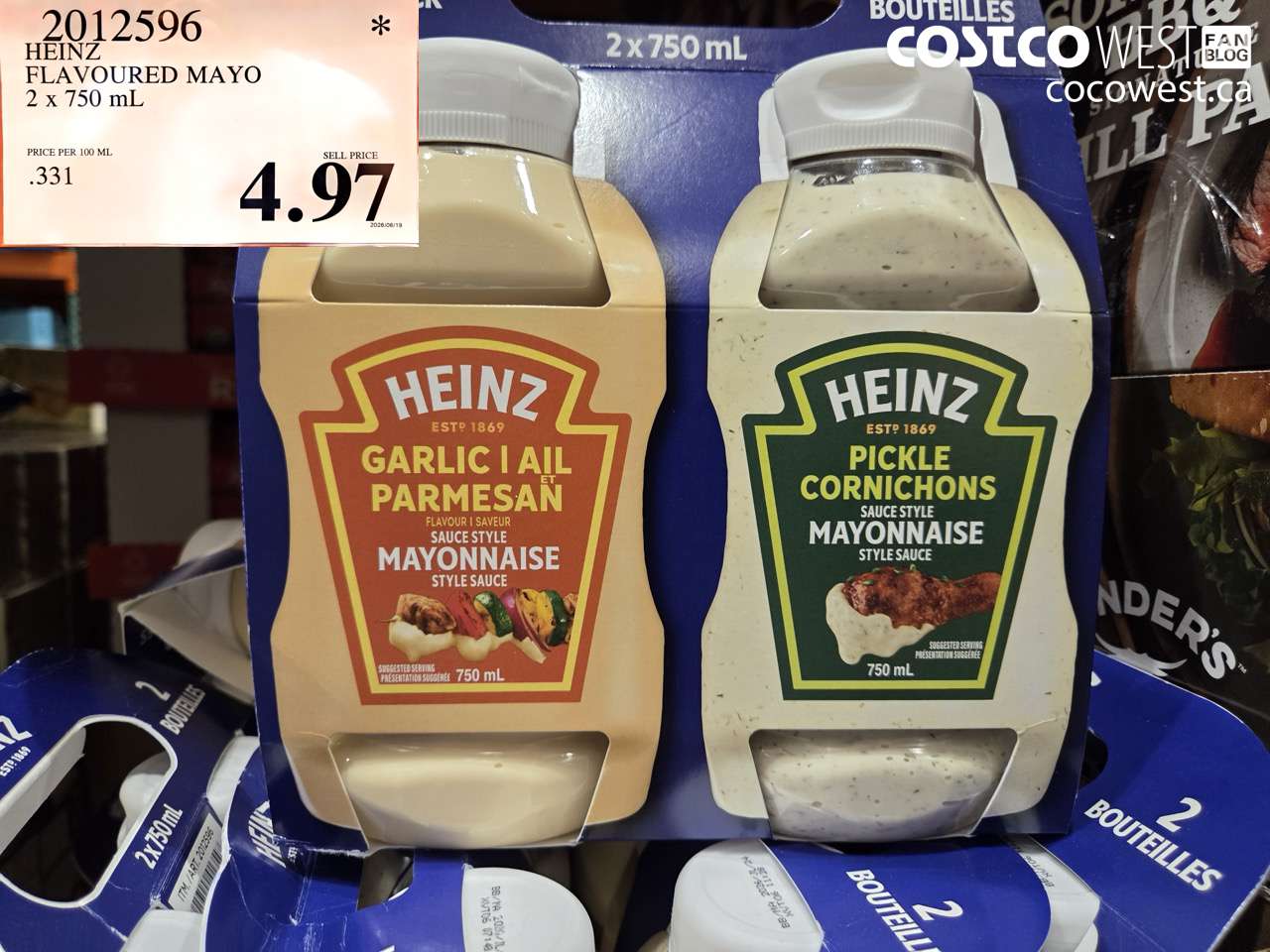 2012596 HEINZ FLAVOURED MAYO 2 X 750 ML $4.97