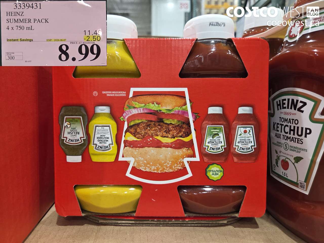 3339431 HEINZ SUMMER PACK 4 X 750 ML ($2.50 INSTANT SAVINGS EXPIRES ON 2026-06-07) $8.99