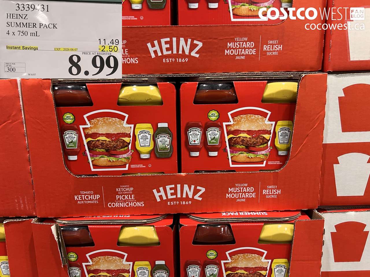 3339431 HEINZ SUMMER PACK 4 X 750 ML ($2.50 INSTANT SAVINGS EXPIRES ON 2026-06-07) $8.99