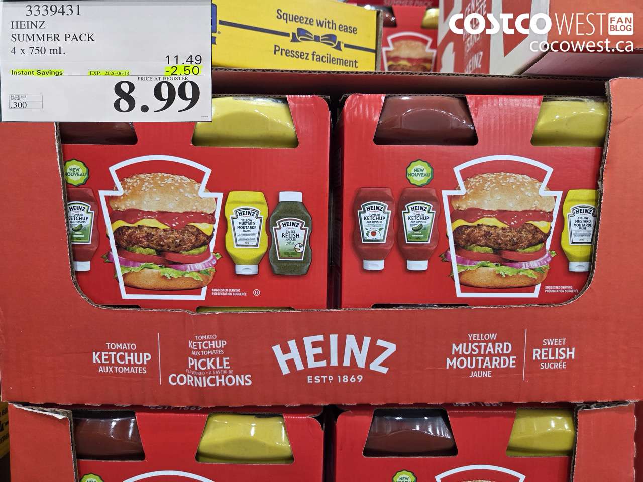 3339431 HEINZ SUMMER PACK 4 X 750 ML ($2.50 INSTANT SAVINGS EXPIRES ON 2026-06-14) $8.99