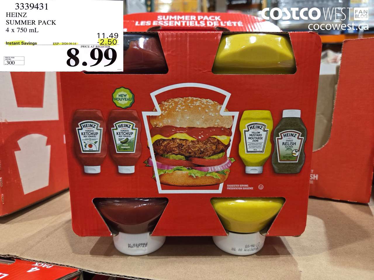 3339431 HEINZ SUMMER PACK 4 X 750 ML ($2.50 INSTANT SAVINGS EXPIRES ON 2026-06-14) $8.99