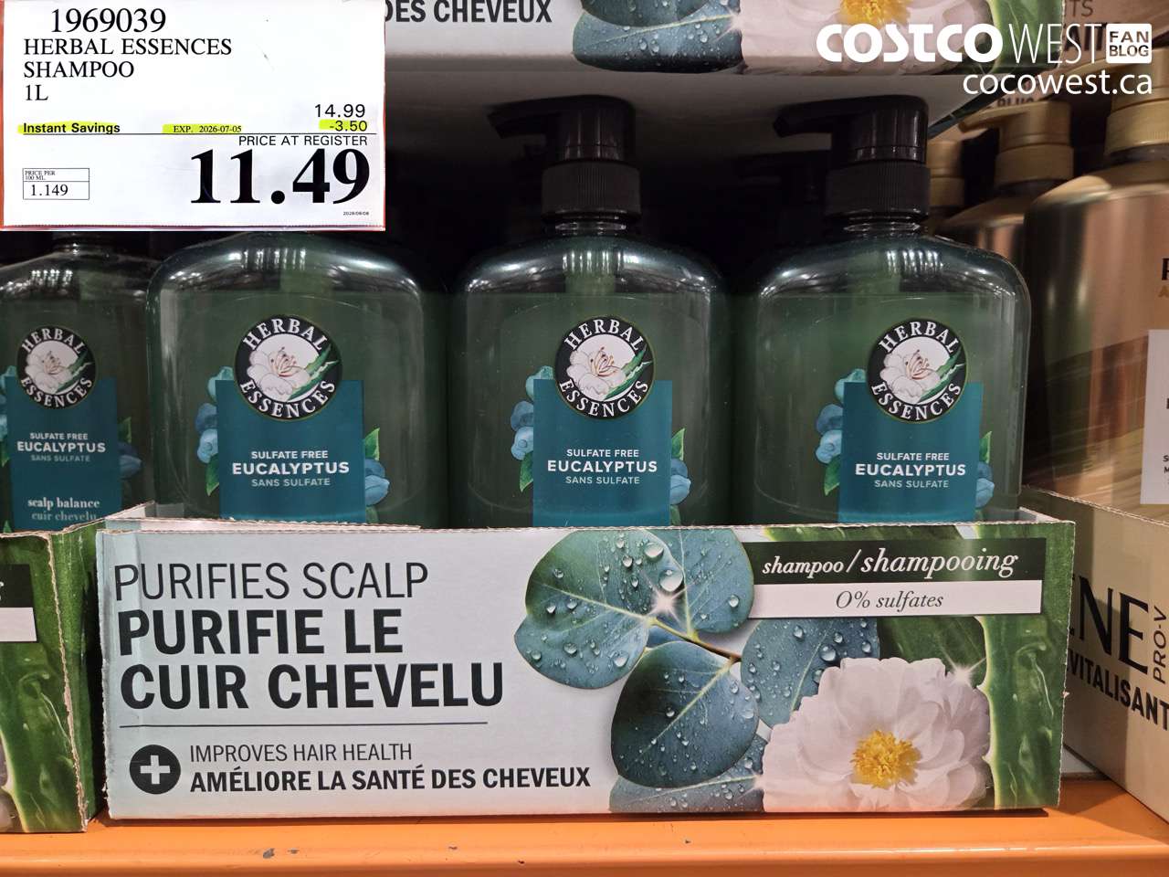 1969039 HERBAL ESSENCES SHAMPOO 1L ($3.50 INSTANT SAVINGS EXPIRES ON 2026-07-05) $11.49