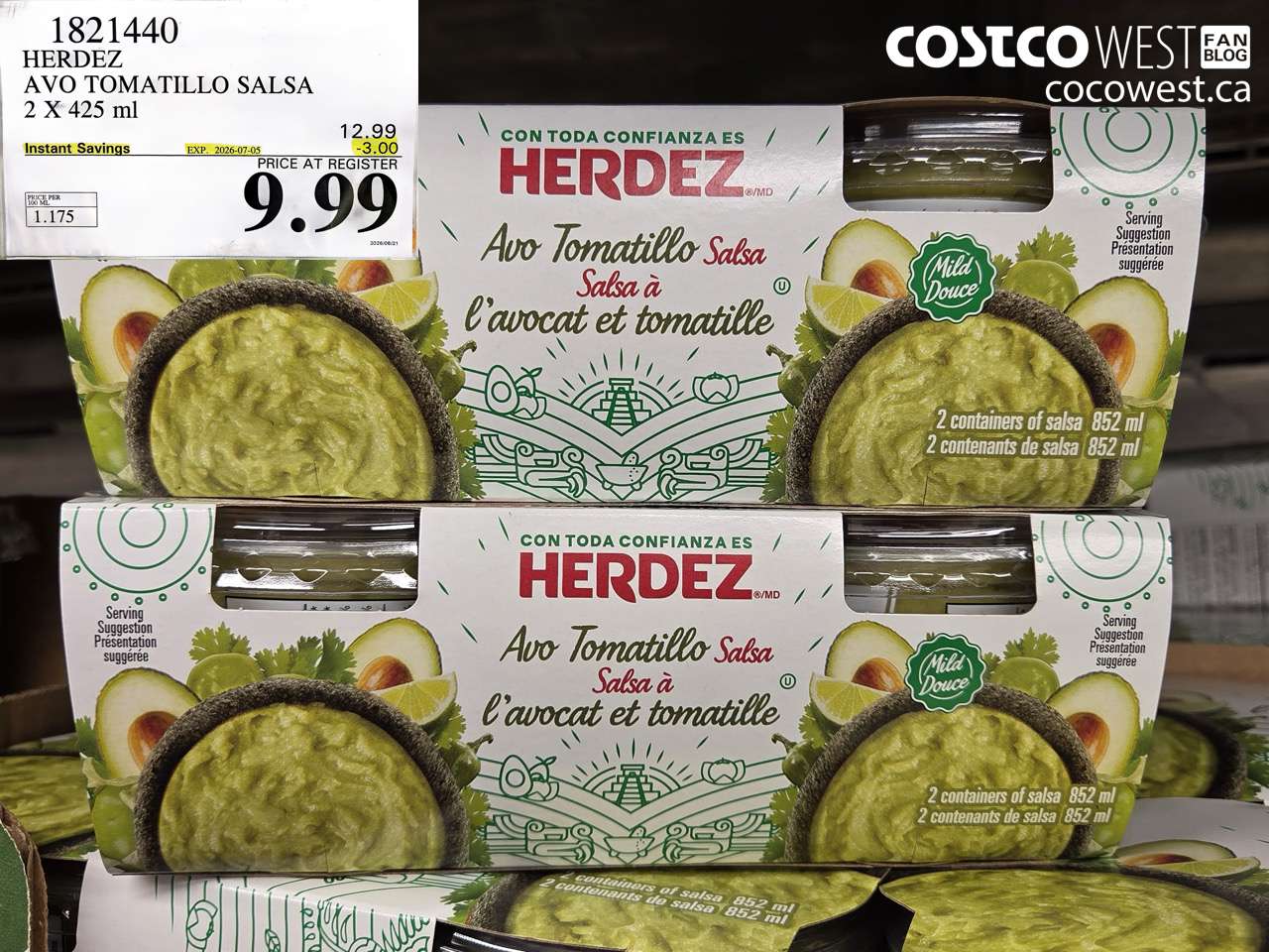 1821440 HERDEZ AVO TOMATILLO SALSA 2 X 425 ML ($3.00 INSTANT SAVINGS EXPIRES ON 2026-07-05) $9.99