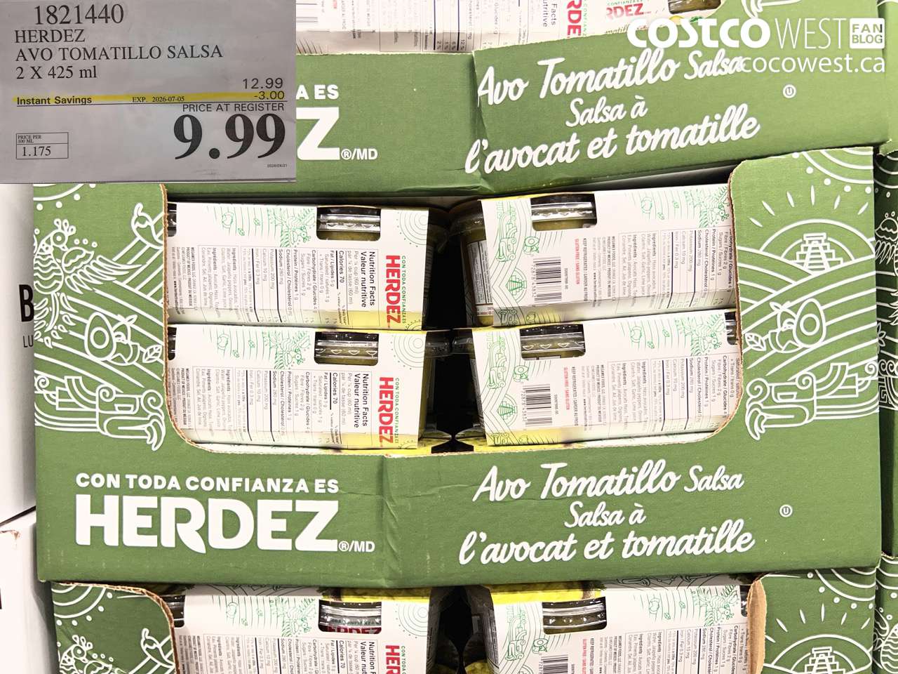 1821440 HERDEZ AVO TOMATILLO SALSA 2 X 425 ML ($3.00 INSTANT SAVINGS EXPIRES ON 2026-07-05) $9.99