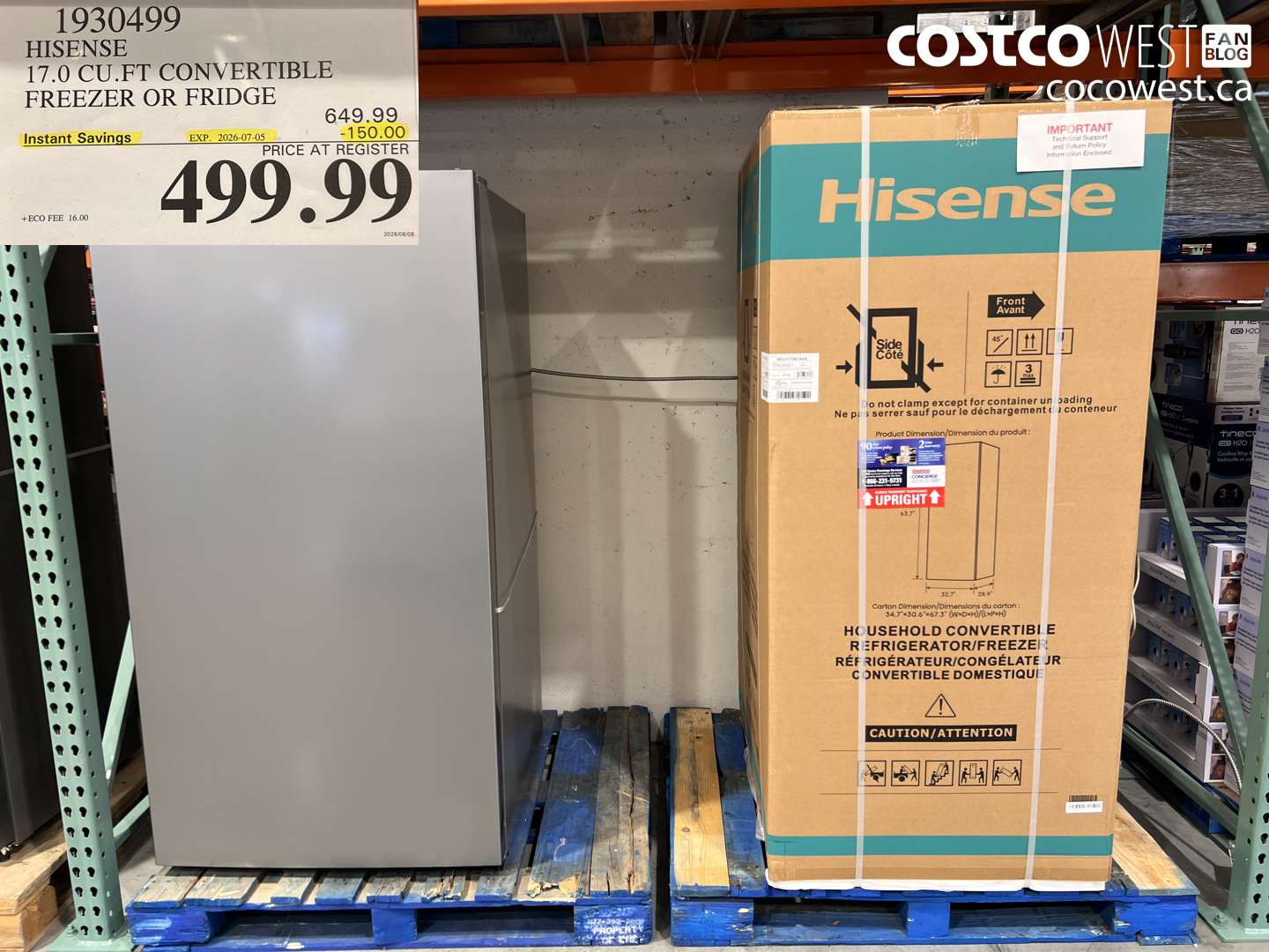 1930499 HISENSE 17.0 CU.FT CONVERTIBLE FREEZER OR FRIDGE ($150.00 INSTANT SAVINGS EXPIRES ON 2026-07-05) $499.99