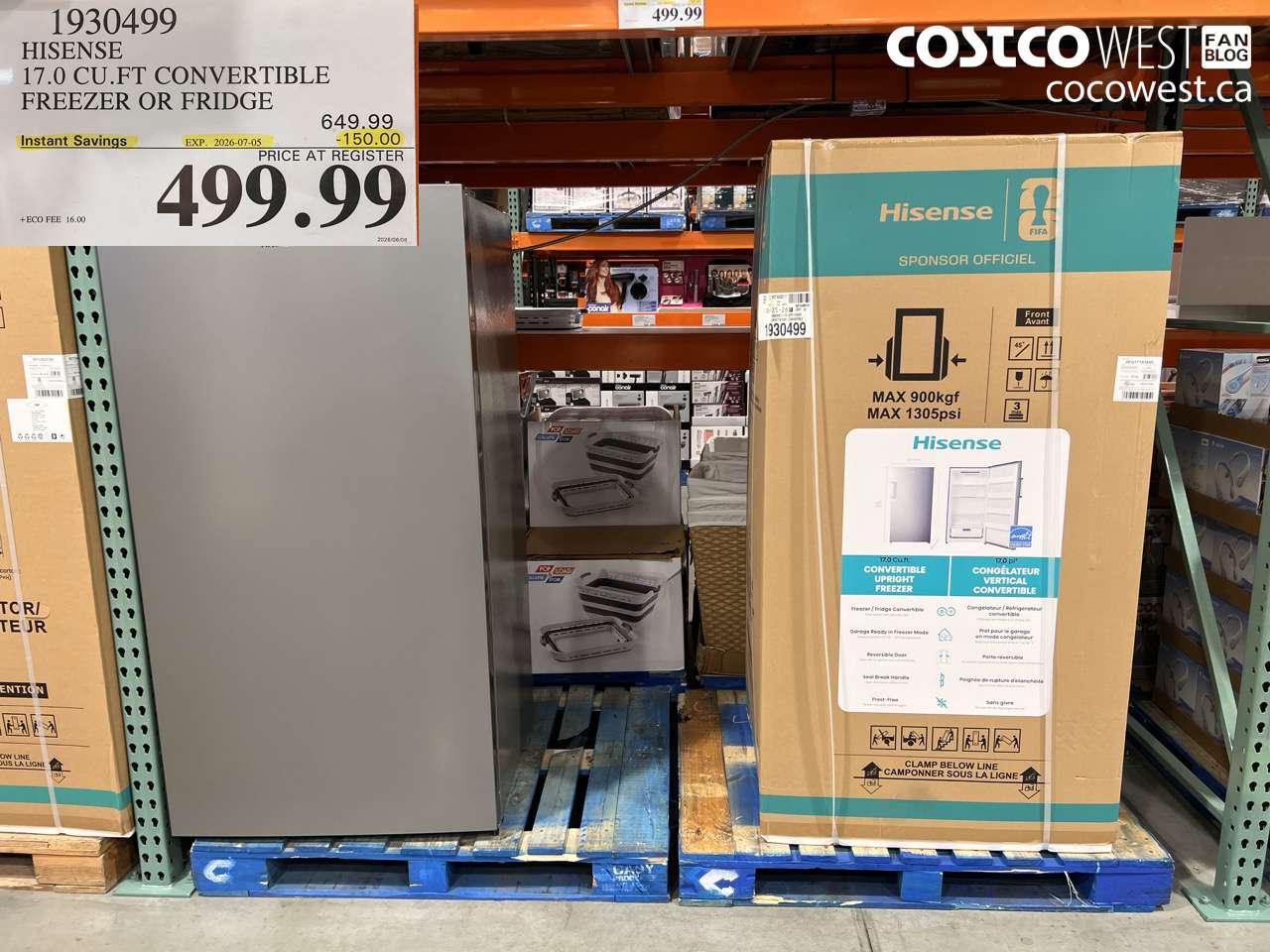 1930499 HISENSE 17.0 CU.FT CONVERTIBLE FREEZER OR FRIDGE ($150.00 INSTANT SAVINGS EXPIRES ON 2026-07-05) $499.99