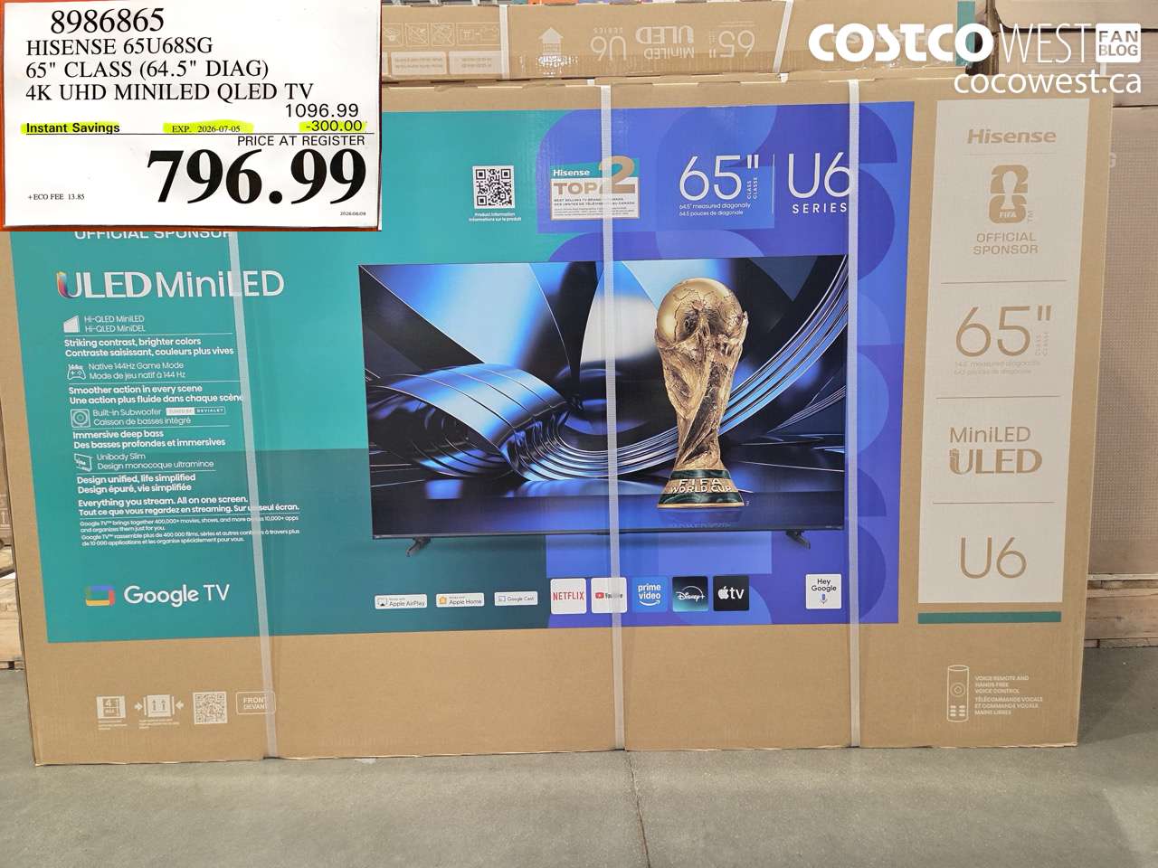 8986865 HISENSE 65U68SG 65