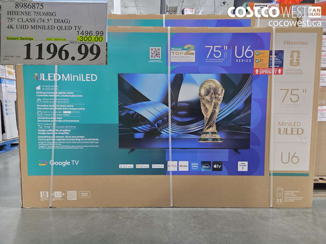 8986875 HISENSE 75U68SG 75