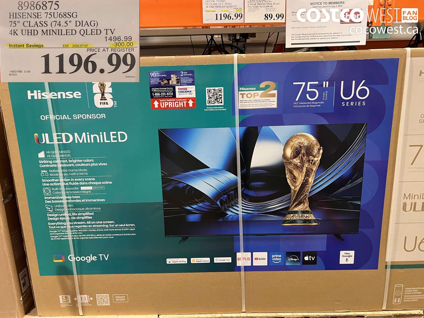 8986875 HISENSE 75U68SG 75
