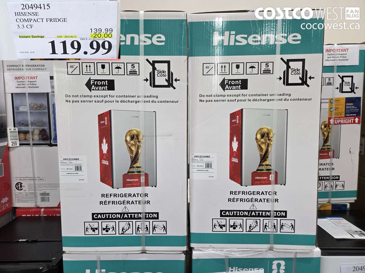 2049415 HISENSE COMPACT FRIDGE 3.3 CF ($20.00 INSTANT SAVINGS EXPIRES ON 2026-06-17) $119.99