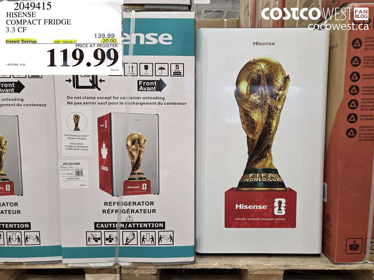 2049415 HISENSE COMPACT FRIDGE 3.3 CF ($20.00 INSTANT SAVINGS EXPIRES ON 2026-06-17) $119.99
