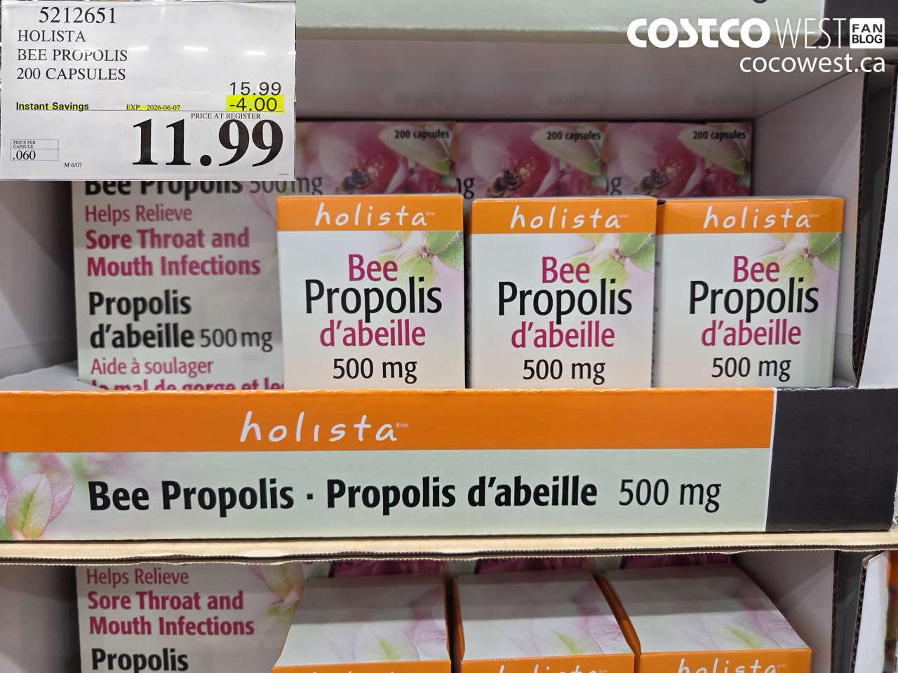 5212651 HOLISTA BEE PROPOLIS 200 CAPSULES ($4.00 INSTANT SAVINGS EXPIRES ON 2026-06-07) $11.99