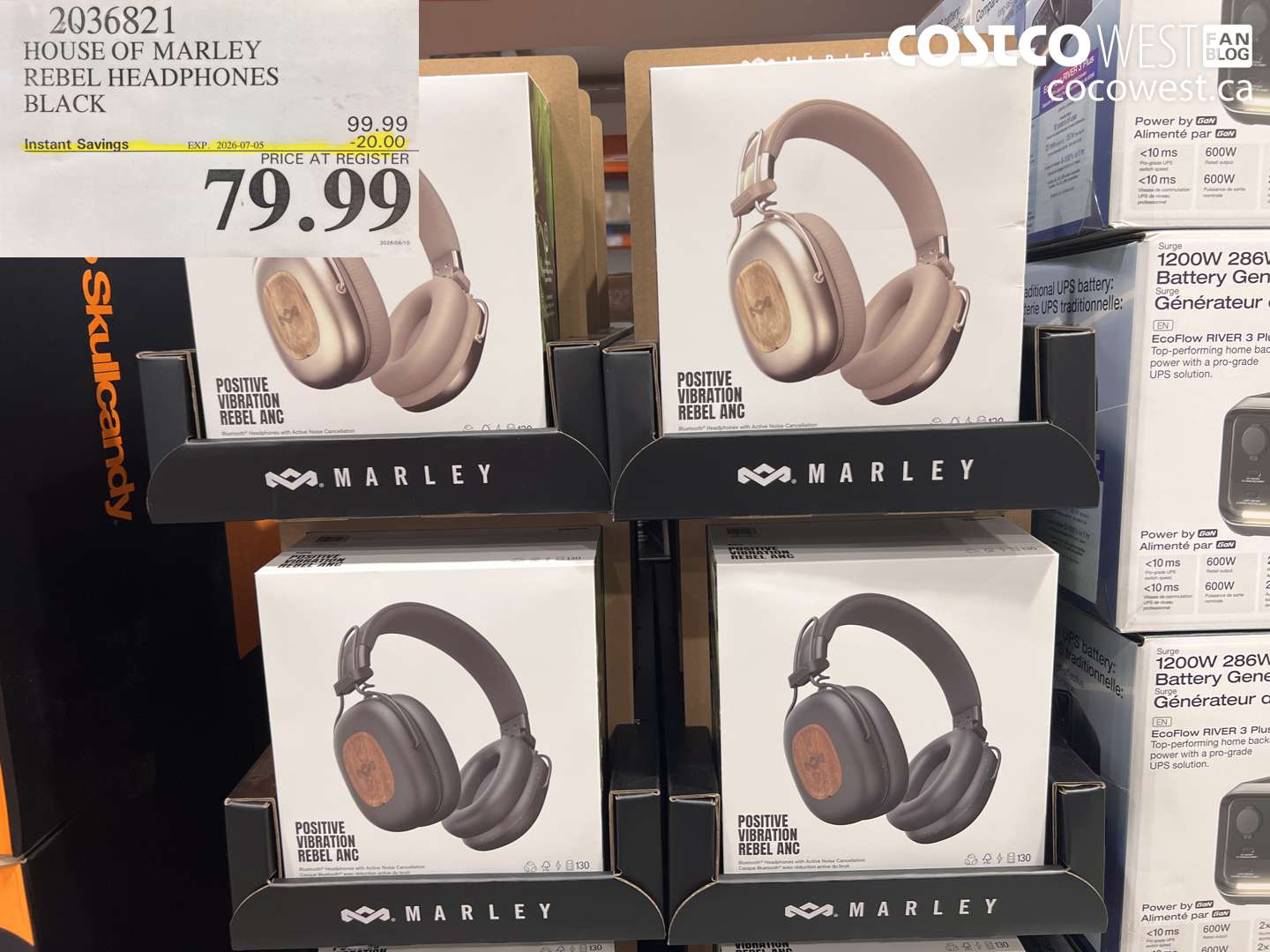 2036821 HOUSE OF MARLEY REBEL HEADPHONES BLACK ($20.00 INSTANT SAVINGS EXPIRES ON 2026-07-05) $79.99