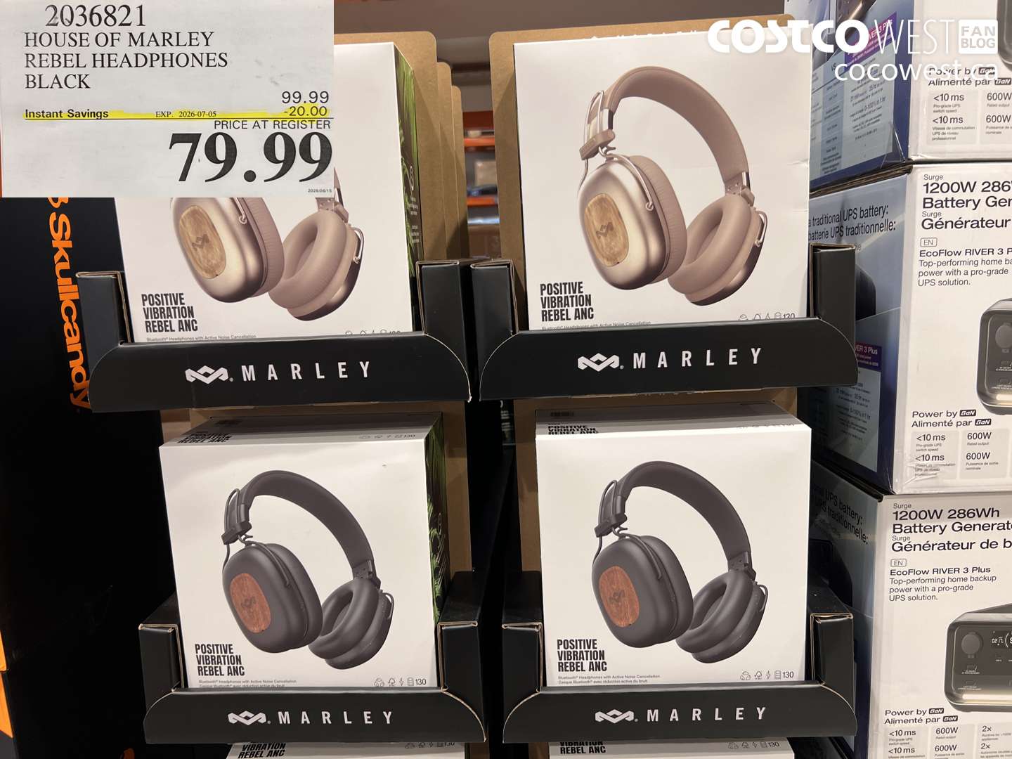 2036821 HOUSE OF MARLEY REBEL HEADPHONES BLACK ($20.00 INSTANT SAVINGS EXPIRES ON 2026-07-05) $79.99