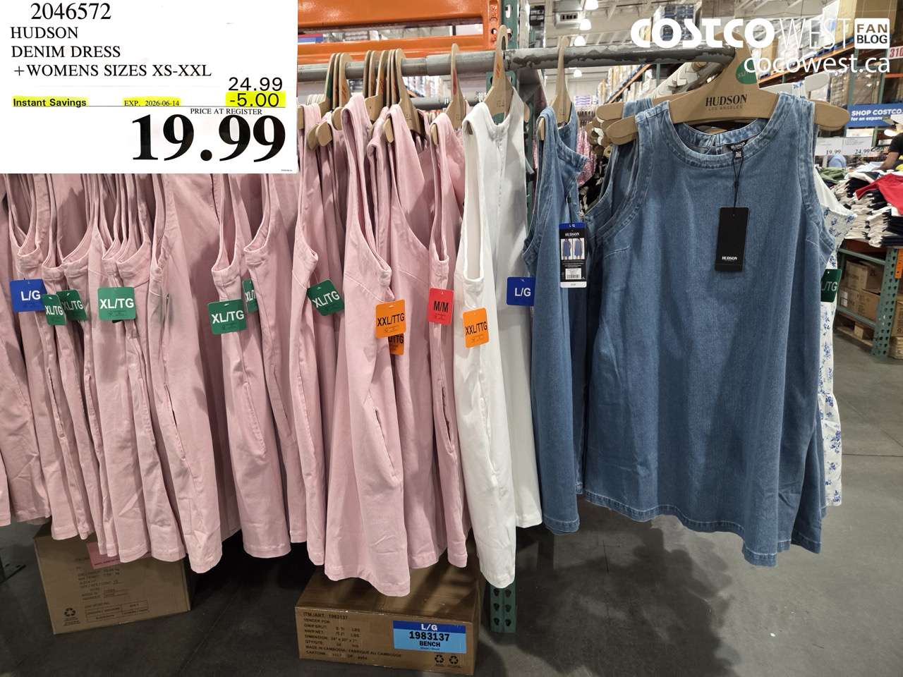 2046572 HUDSON DENIM DRESS WOMENS SIZES XS-XXL ($5.00 INSTANT SAVINGS EXPIRES ON 2026-06-14) $19.99