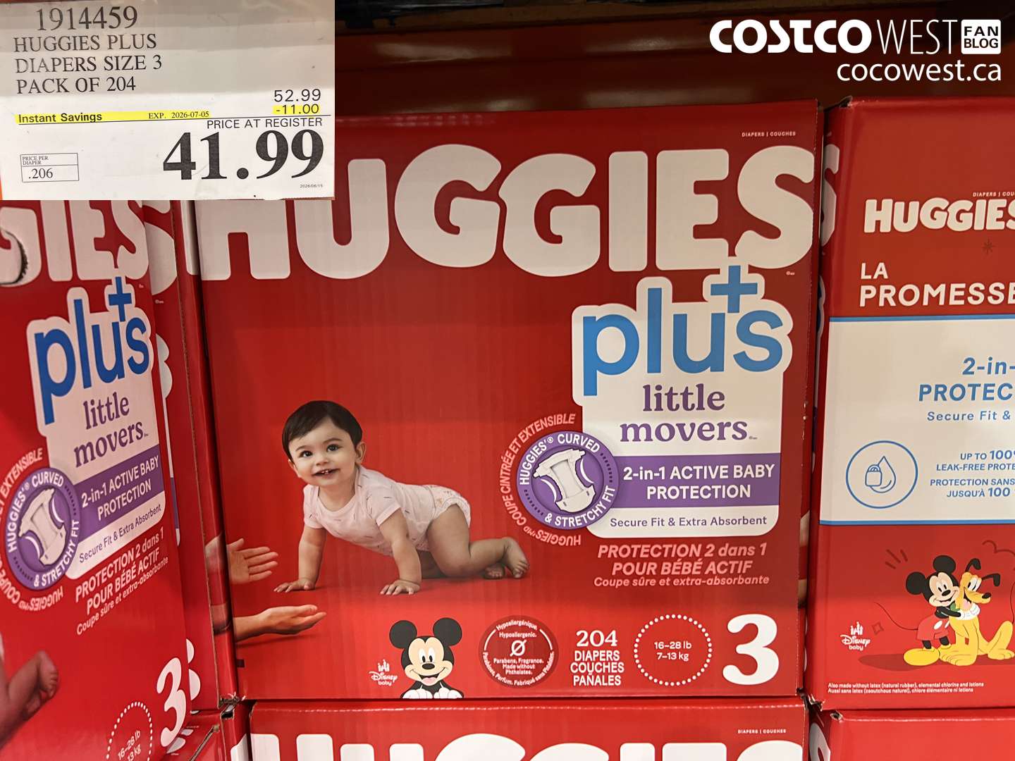 1914459 HUGGIES PLUS DIAPERS SIZE 3 PACK OF 204 ($11.00 INSTANT SAVINGS EXPIRES ON 2026-07-05) $41.99