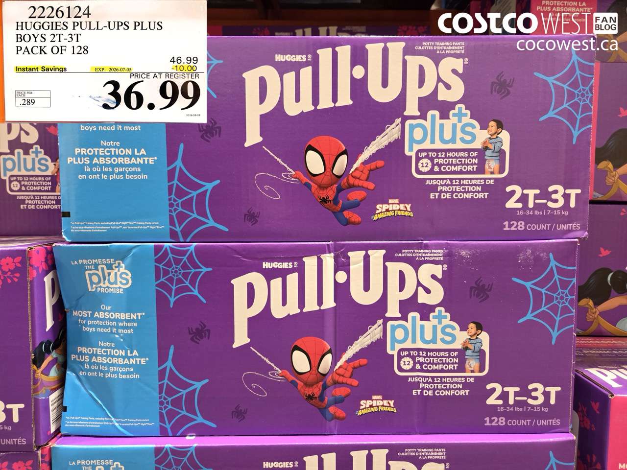 2226124 HUGGIES PULL-UPS PLUS BOYS 2T-3T PACK OF 128 ($10.00 INSTANT SAVINGS EXPIRES ON 2026-07-05) $36.99
