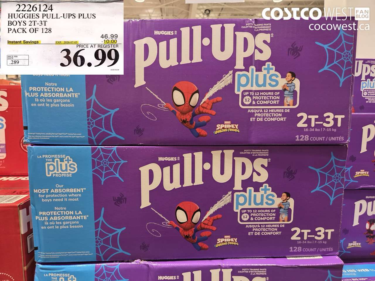 2226124 HUGGIES PULL-UPS PLUS BOYS 2T-3T PACK OF 128 ($10.00 INSTANT SAVINGS EXPIRES ON 2026-07-05) $36.99