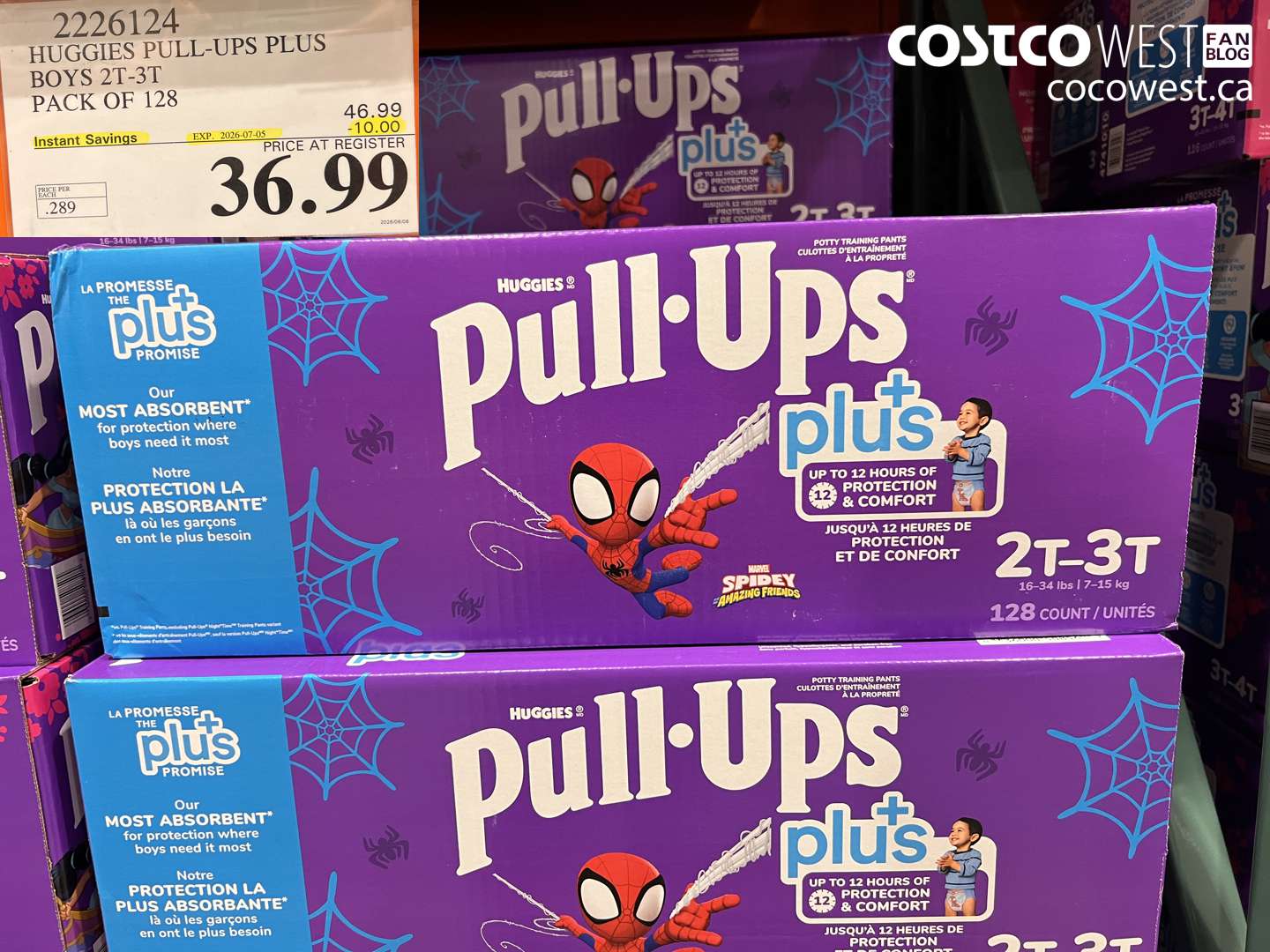 2226124 HUGGIES PULL-UPS PLUS BOYS 2T-3T PACK OF 128 ($10.00 INSTANT SAVINGS EXPIRES ON 2026-07-05) $36.99