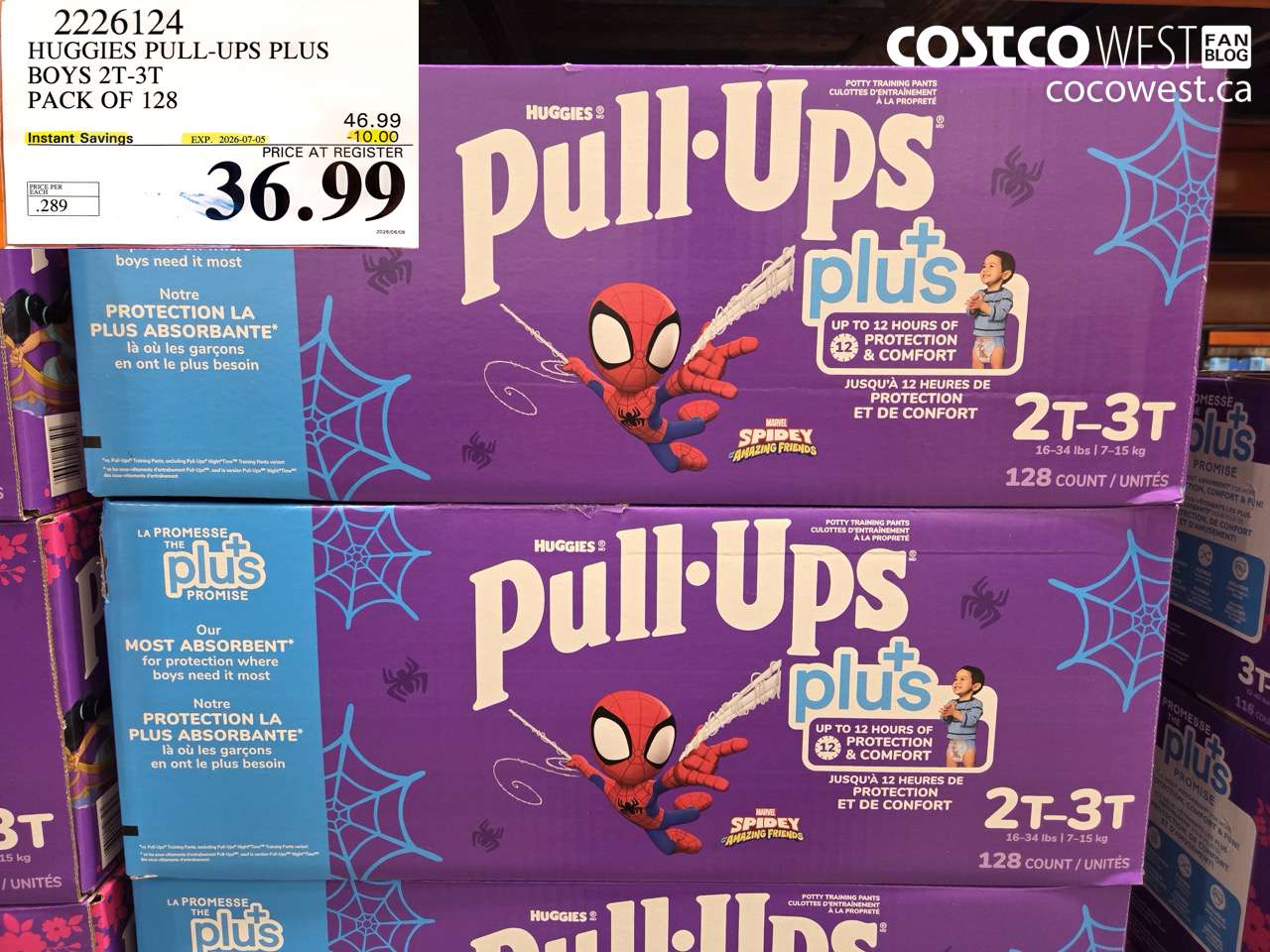 2226124 HUGGIES PULL-UPS PLUS BOYS 2T-3T PACK OF 128 ($10.00 INSTANT SAVINGS EXPIRES ON 2026-07-05) $36.99