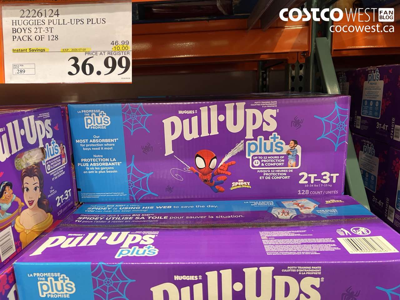 2226124 HUGGIES PULL-UPS PLUS BOYS 2T-3T PACK OF 128 ($10.00 INSTANT SAVINGS EXPIRES ON 2026-07-05) $36.99