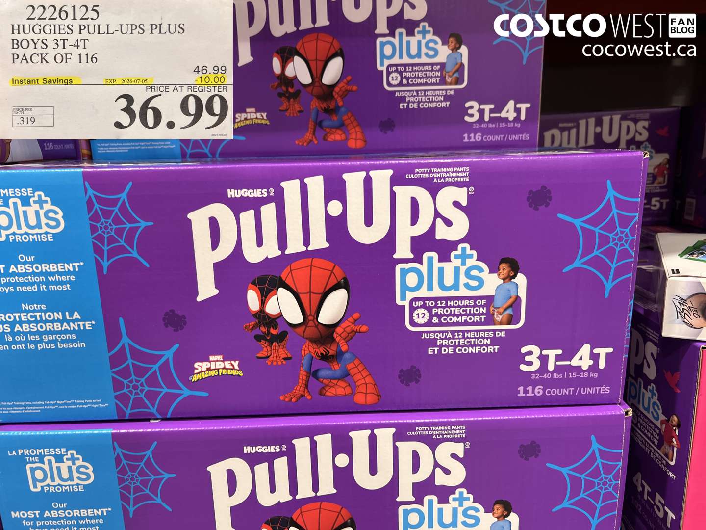 2226125 HUGGIES PULL-UPS PLUS BOYS 3T-4T PACK OF 116 ($10.00 INSTANT SAVINGS EXPIRES ON 2026-07-05) $36.99