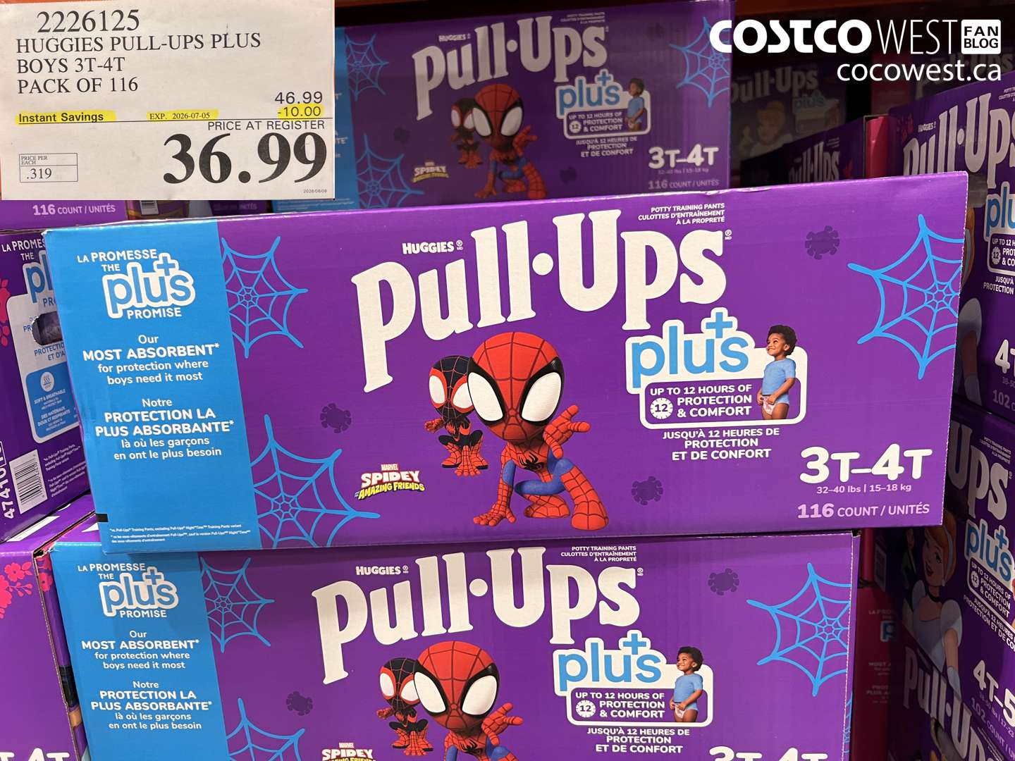 2226125 HUGGIES PULL-UPS PLUS BOYS 3T-4T PACK OF 116 ($10.00 INSTANT SAVINGS EXPIRES ON 2026-07-05) $36.99