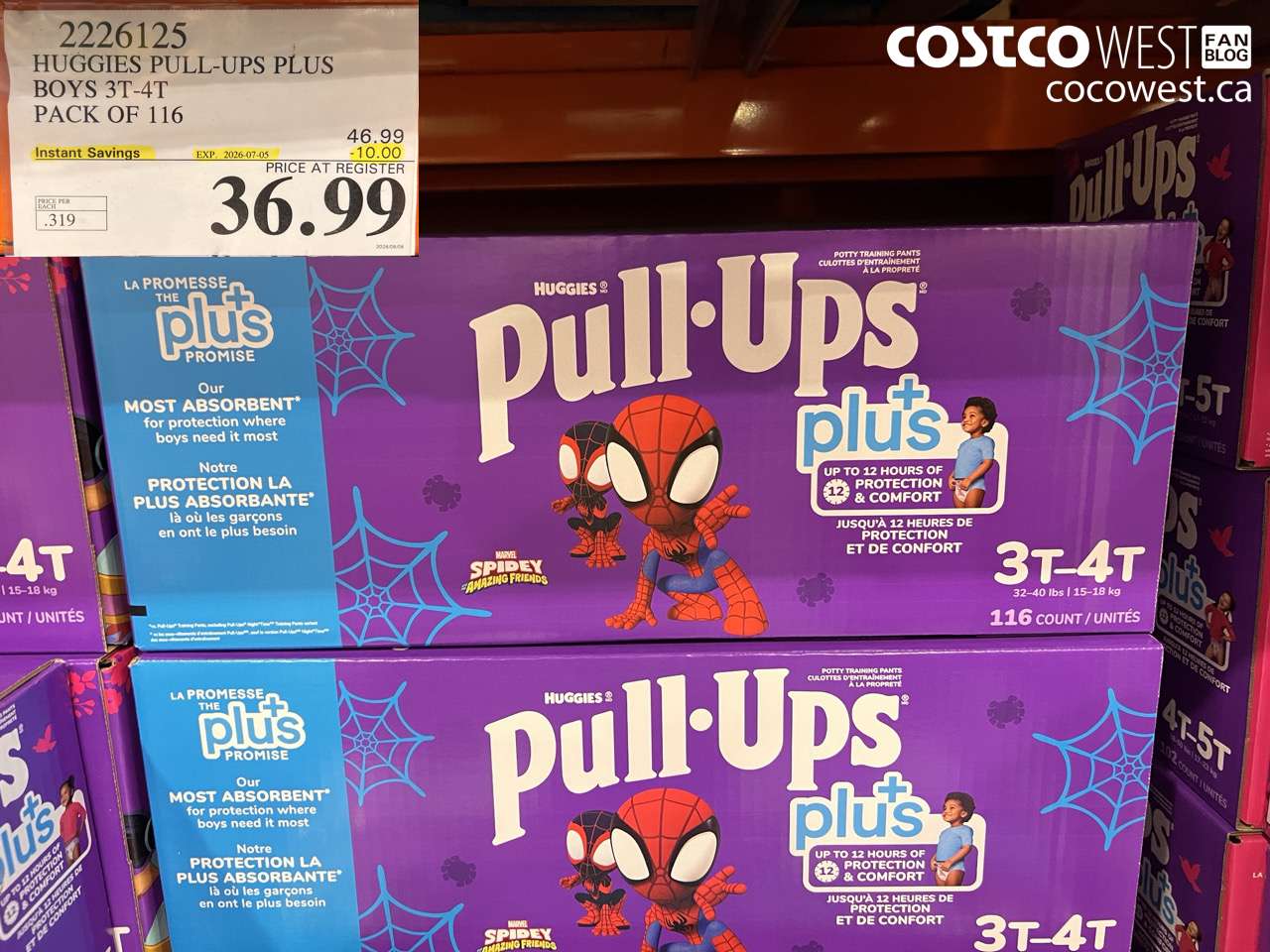 2226125 HUGGIES PULL-UPS PLUS BOYS 3T-4T PACK OF 116 ($10.00 INSTANT SAVINGS EXPIRES ON 2026-07-05) $36.99