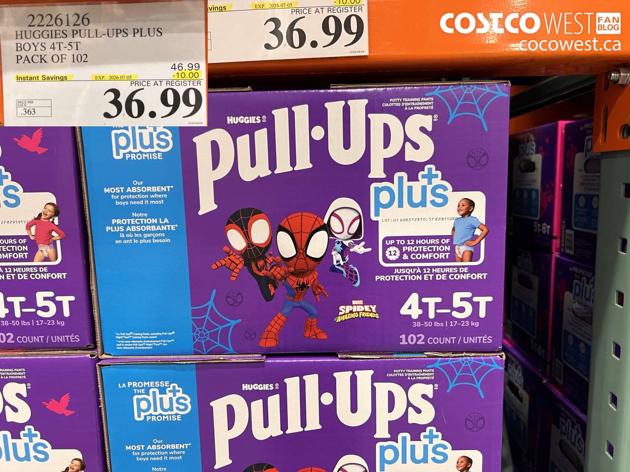 2226126 HUGGIES PULL-UPS PLUS BOYS 4T-5T PACK OF 102 ($10.00 INSTANT SAVINGS EXPIRES ON 2026-07-05) $36.99
