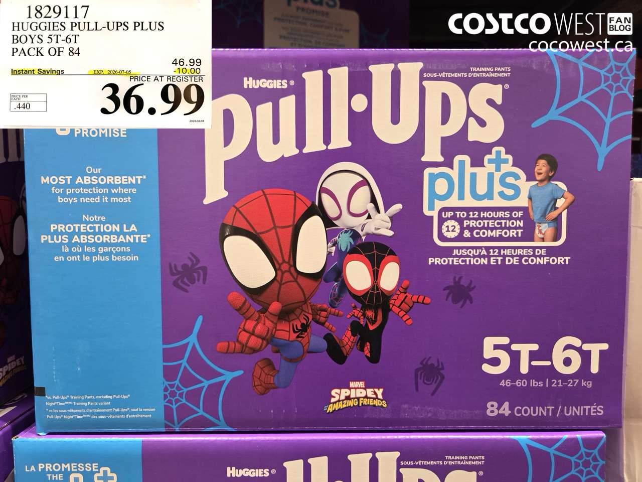 1829117 HUGGIES PULL-UPS PLUS BOYS 5T-6T PACK OF 84 ($10.00 INSTANT SAVINGS EXPIRES ON 2026-07-05) $36.99