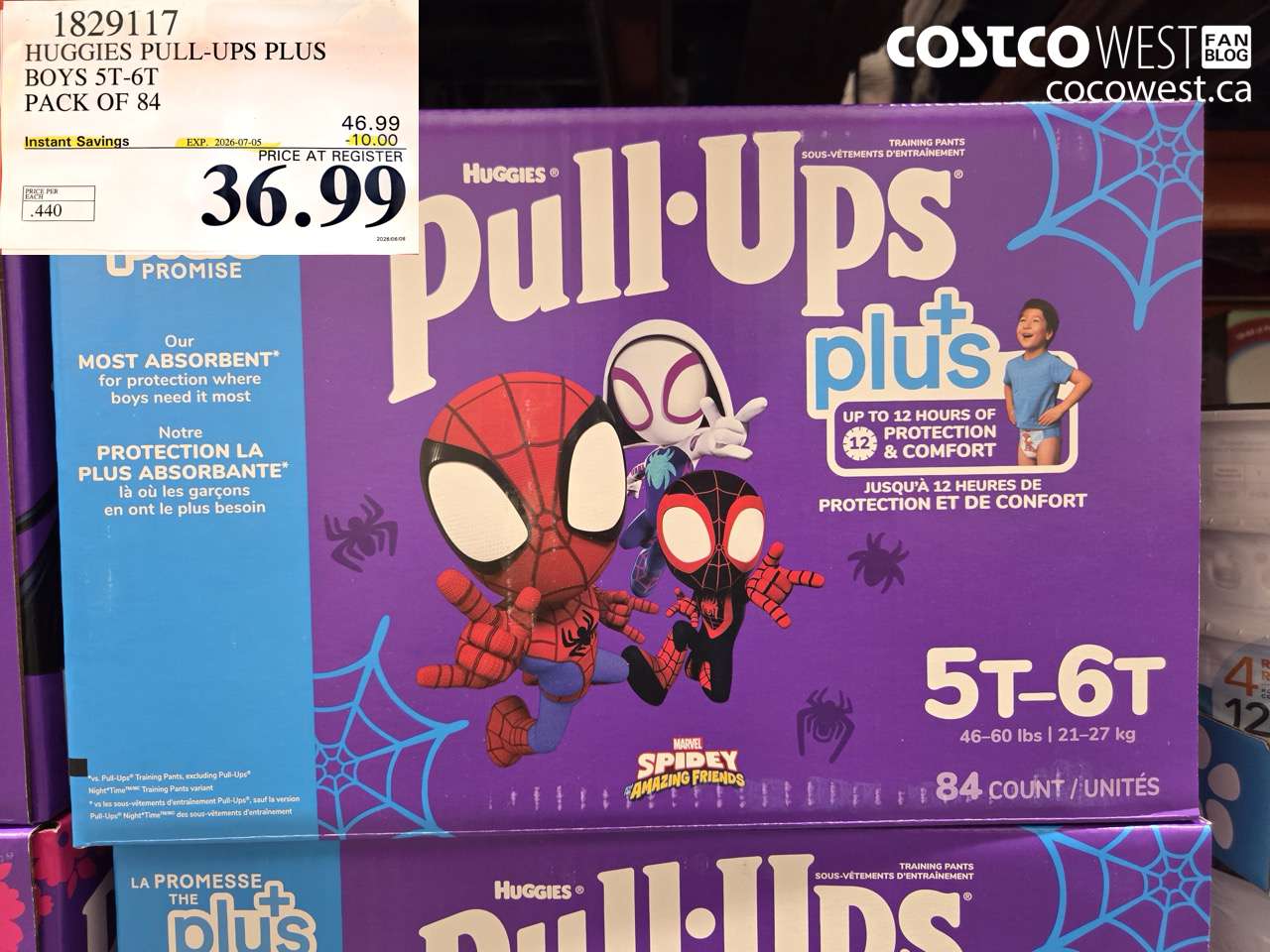 1829117 HUGGIES PULL-UPS PLUS BOYS 5T-6T PACK OF 84 ($10.00 INSTANT SAVINGS EXPIRES ON 2026-07-05) $36.99