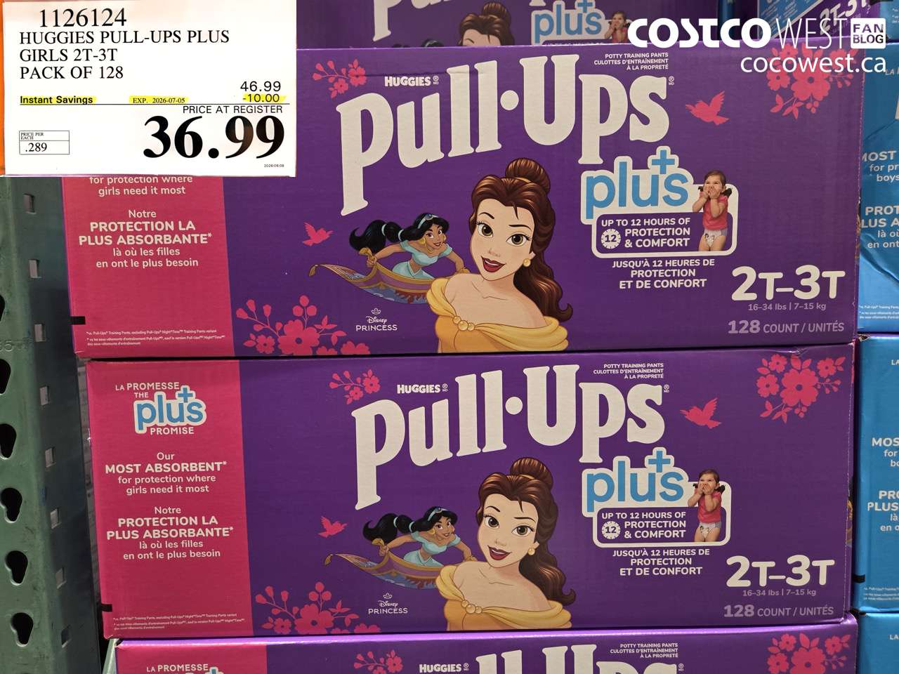 1126124 HUGGIES PULL-UPS PLUS GIRLS 2T-3T PACK OF 128 ($10.00 INSTANT SAVINGS EXPIRES ON 2026-07-05) $36.99