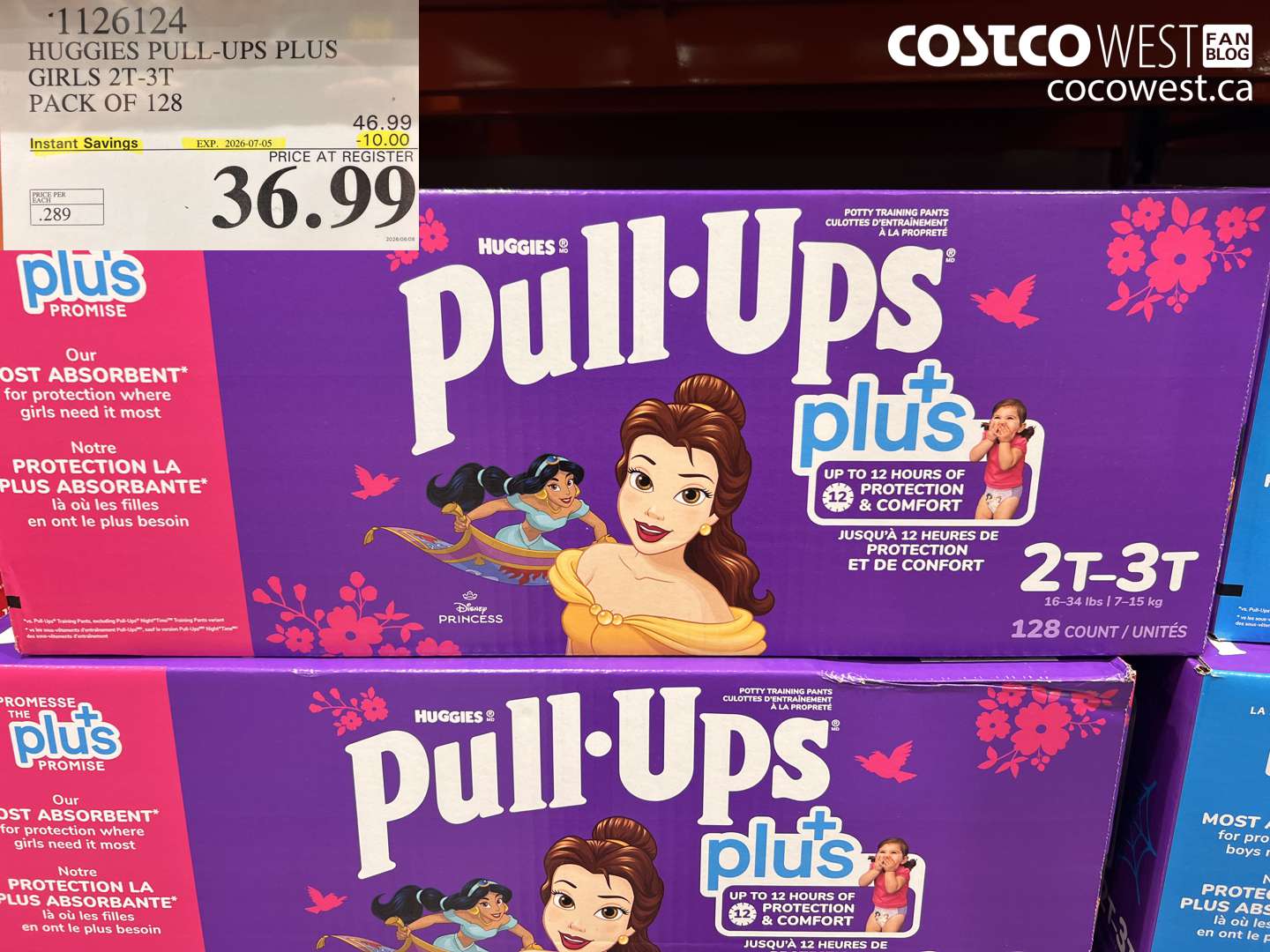 1126124 HUGGIES PULL-UPS PLUS GIRLS 2T-3T PACK OF 128 ($10.00 INSTANT SAVINGS EXPIRES ON 2026-07-05) $36.99