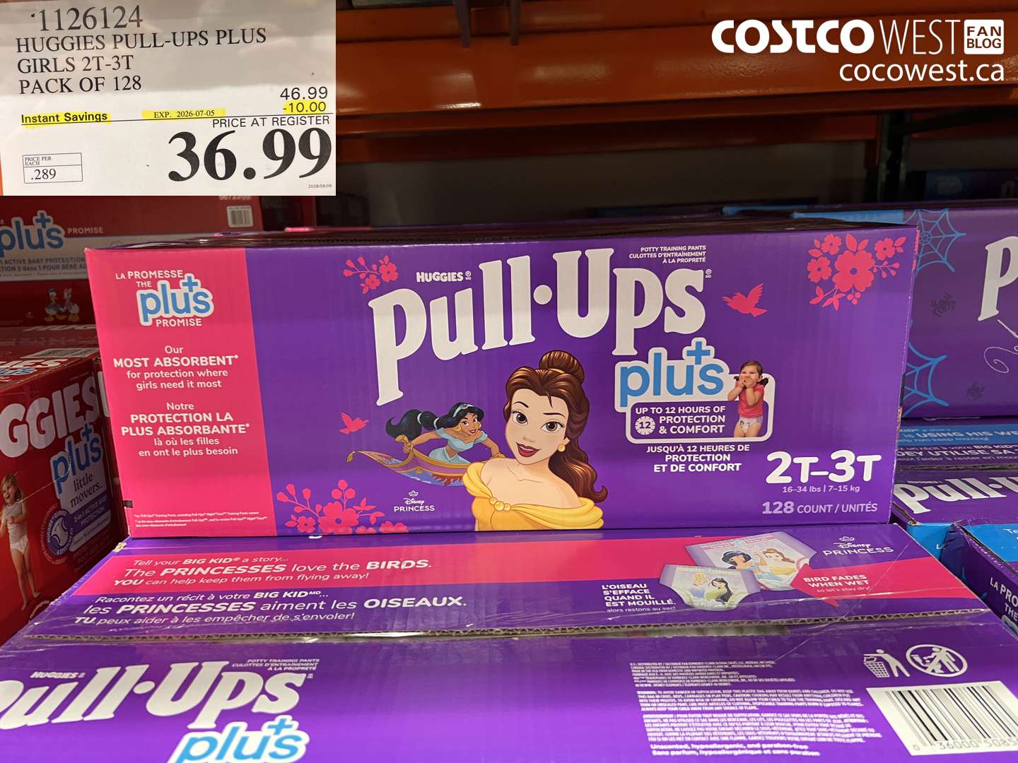 1126124 HUGGIES PULL-UPS PLUS GIRLS 2T-3T PACK OF 128 ($10.00 INSTANT SAVINGS EXPIRES ON 2026-07-05) $36.99