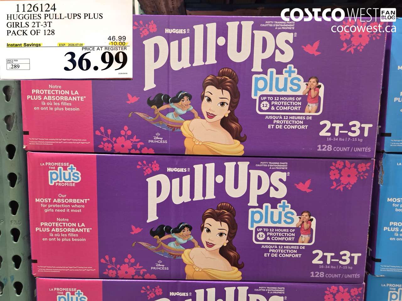 1126124 HUGGIES PULL-UPS PLUS GIRLS 2T-3T PACK OF 128 ($10.00 INSTANT SAVINGS EXPIRES ON 2026-07-05) $36.99