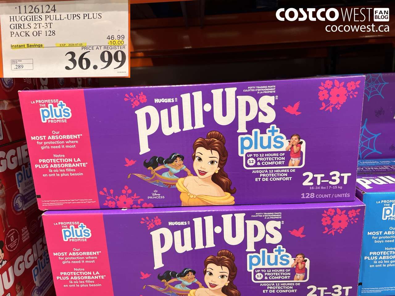 1126124 HUGGIES PULL-UPS PLUS GIRLS 2T-3T PACK OF 128 ($10.00 INSTANT SAVINGS EXPIRES ON 2026-07-05) $36.99