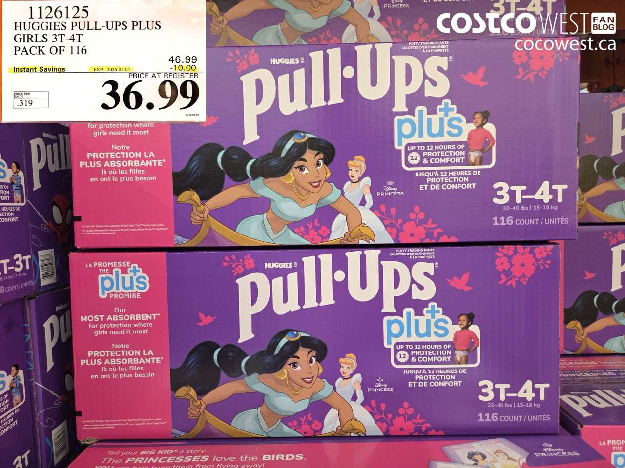 1126125 HUGGIES PULL-UPS PLUS GIRLS 3T-4T PACK OF 116 ($10.00 INSTANT SAVINGS EXPIRES ON 2026-07-05) $36.99