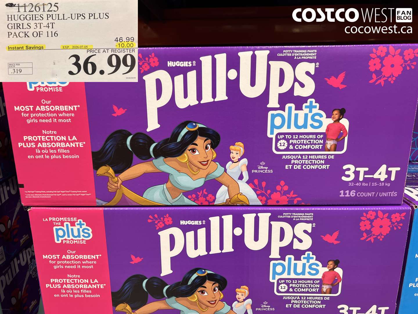 1126125 HUGGIES PULL-UPS PLUS GIRLS 3T-4T PACK OF 116 ($10.00 INSTANT SAVINGS EXPIRES ON 2026-07-05) $36.99
