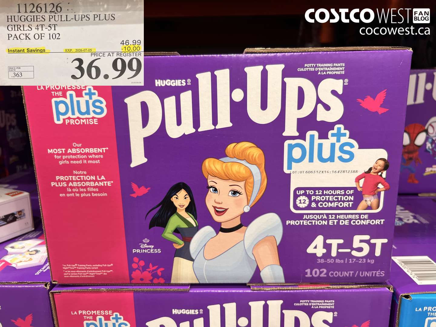 1126126 HUGGIES PULL-UPS PLUS GIRLS 4T-5T PACK OF 102 ($10.00 INSTANT SAVINGS EXPIRES ON 2026-07-05) $36.99