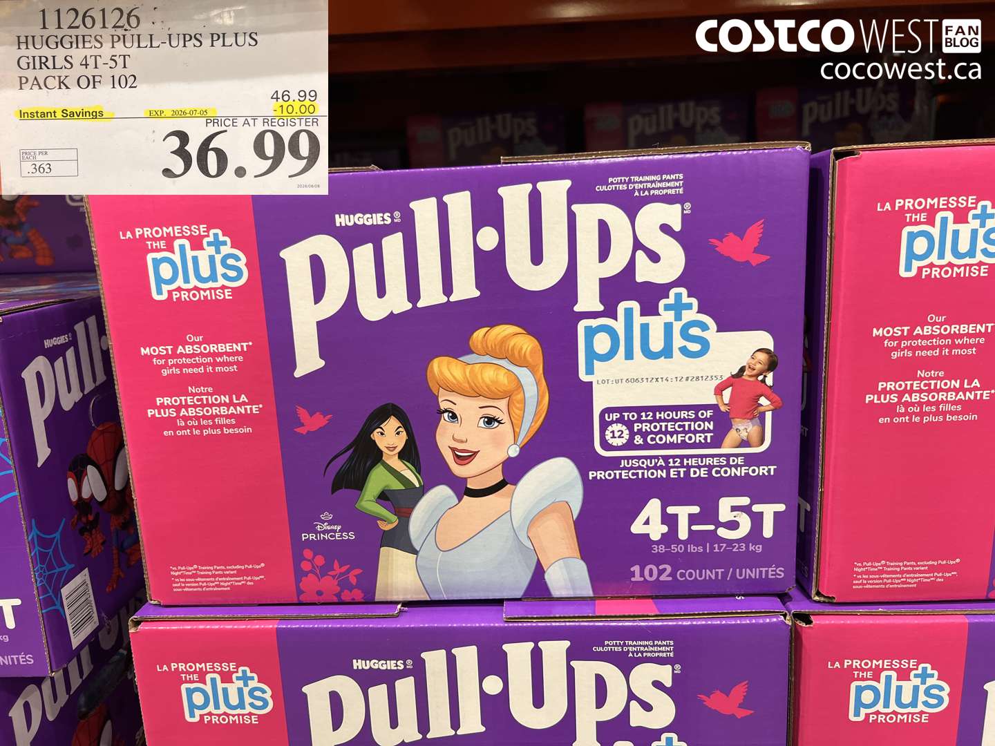 1126126 HUGGIES PULL-UPS PLUS GIRLS 4T-5T PACK OF 102 ($10.00 INSTANT SAVINGS EXPIRES ON 2026-07-05) $36.99