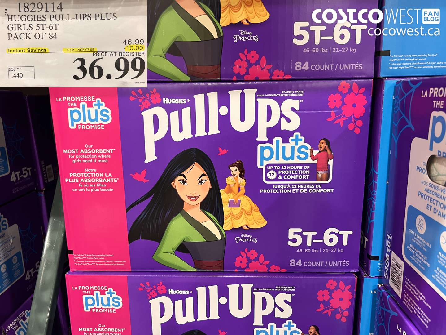 1829114 HUGGIES PULL-UPS PLUS GIRLS 5T-6T PACK OF 84 ($10.00 INSTANT SAVINGS EXPIRES ON 2026-07-05) $36.99