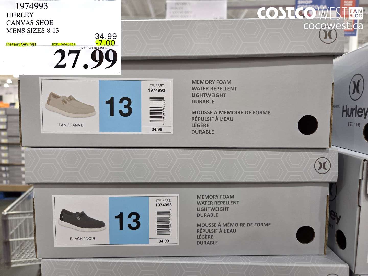 1974993 HURLEY CANVAS SHOE MENS SIZES 8-13 ($7.00 INSTANT SAVINGS EXPIRES ON 2026-06-28) $27.99