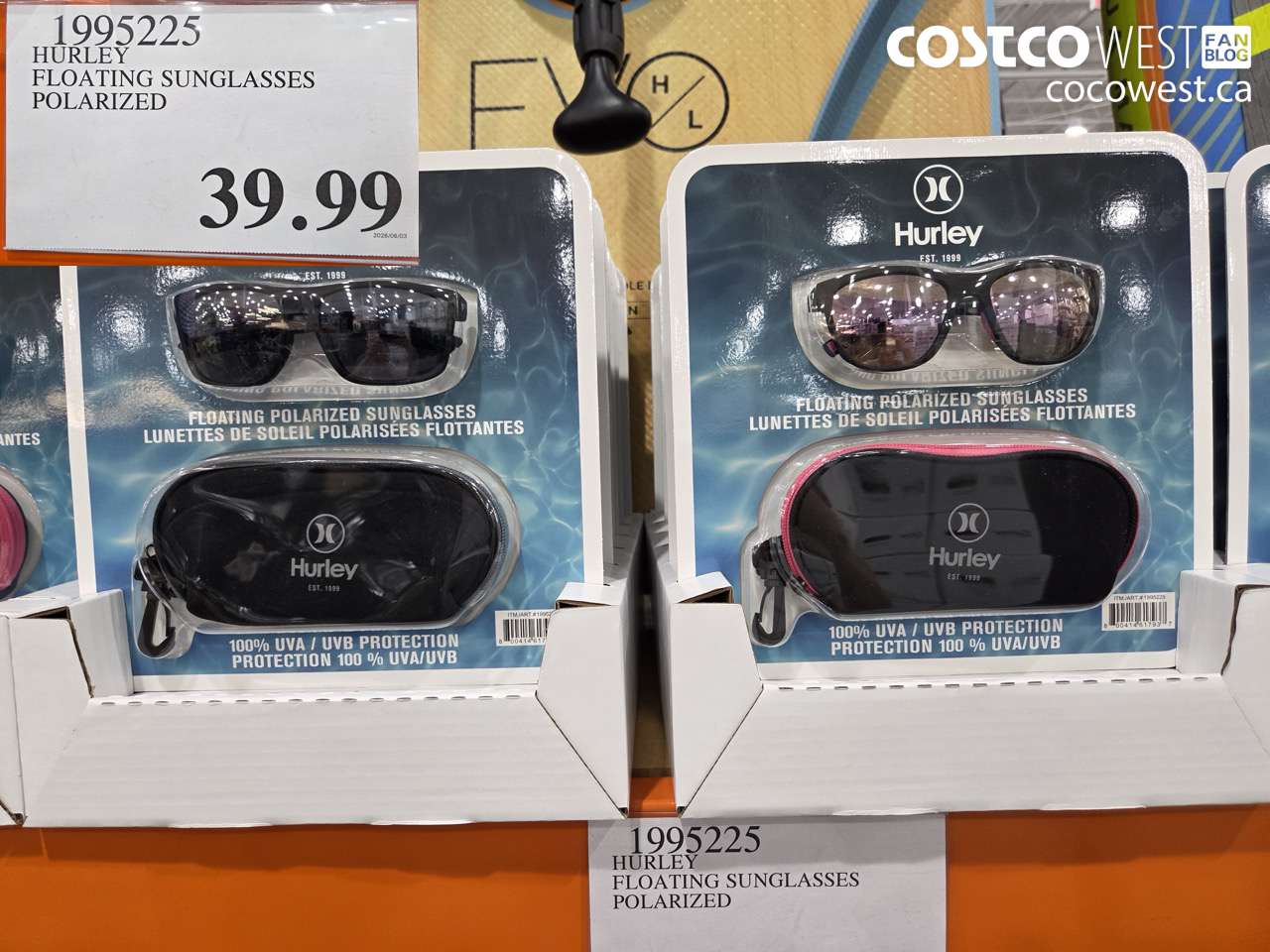 1995225 HURLEY FLOATING SUNGLASSES POLARIZED $39.99
