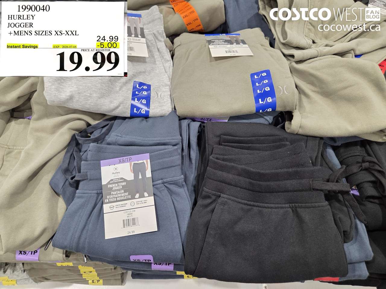 1990040 HURLEY JOGGER MENS SIZES XS-XXL ($5.00 INSTANT SAVINGS EXPIRES ON 2026-07-05) $19.99