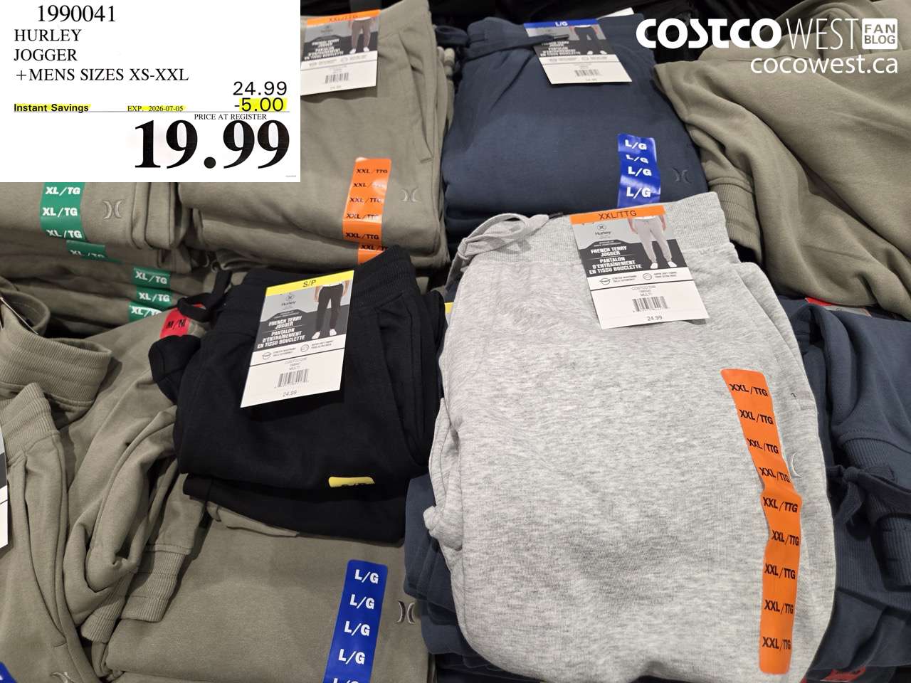 1990041 HURLEY JOGGER MENS SIZES XS-XXL ($5.00 INSTANT SAVINGS EXPIRES ON 2026-07-05) $19.99
