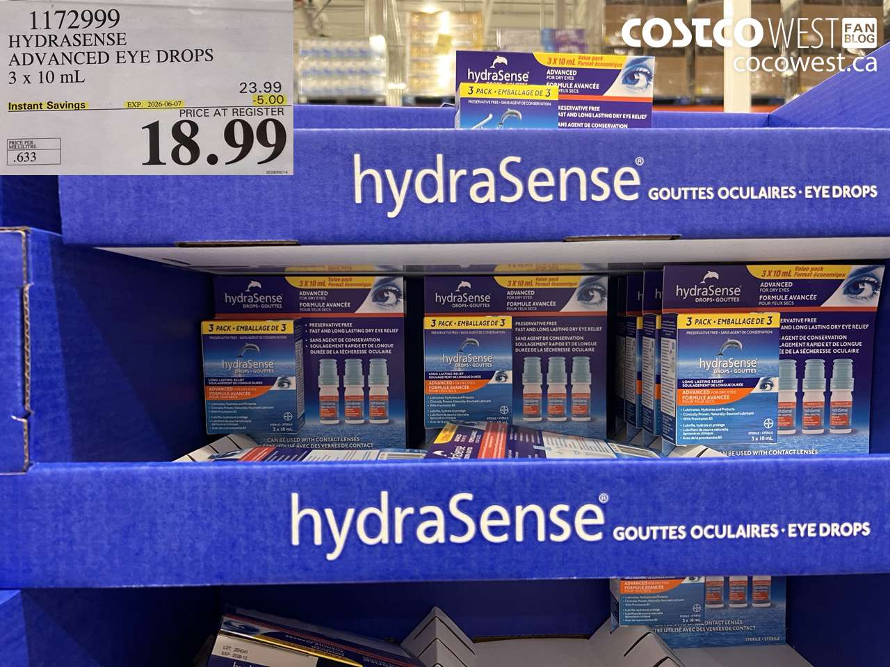 1172999 HYDRASENSE ADVANCED EYE DROPS 3 X 10 ML ($5.00 INSTANT SAVINGS EXPIRES ON 2026-06-07) $18.99