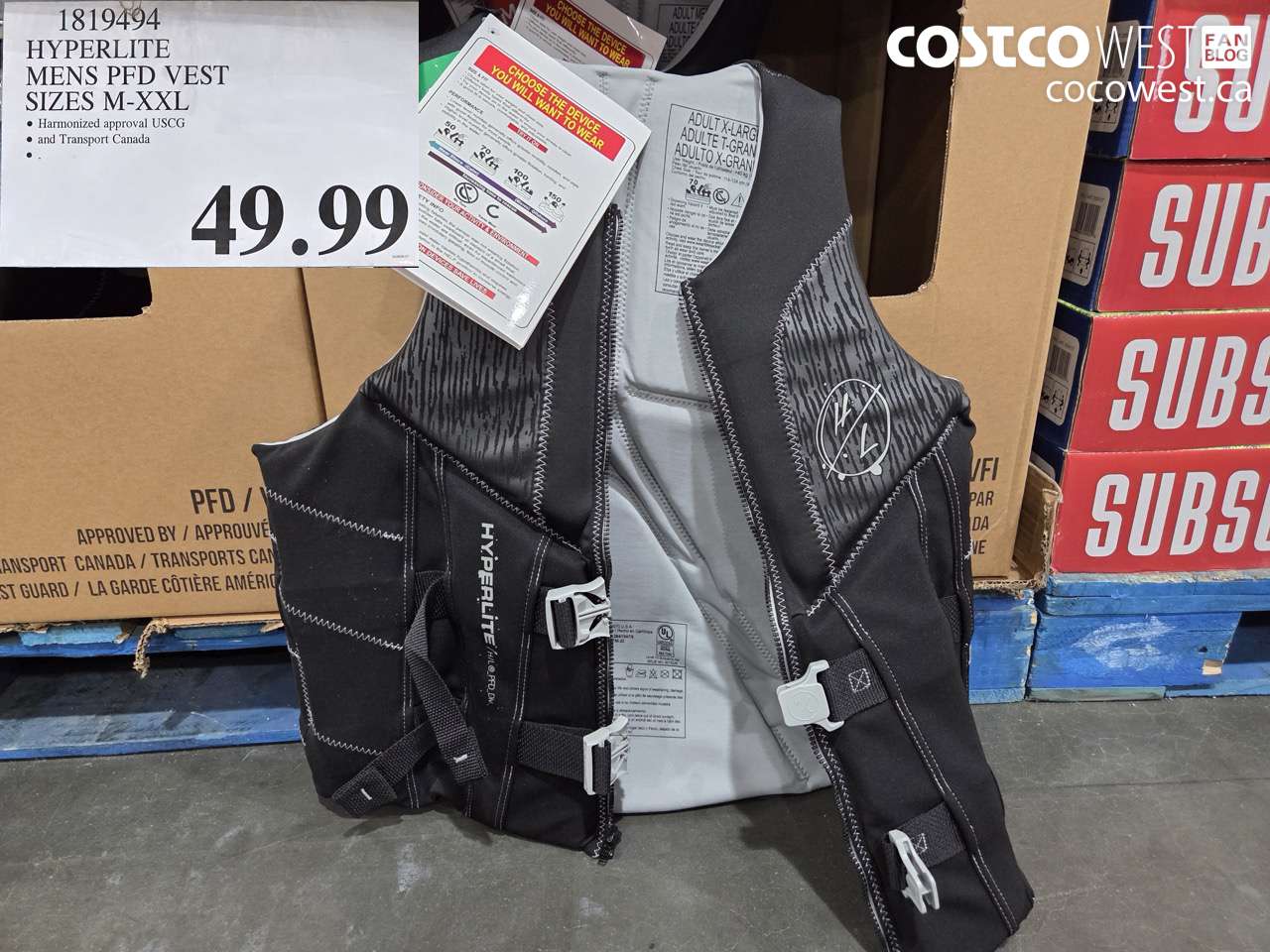 1819494 HYPERLITE MENS PFD VEST SIZES M-XXL $49.99