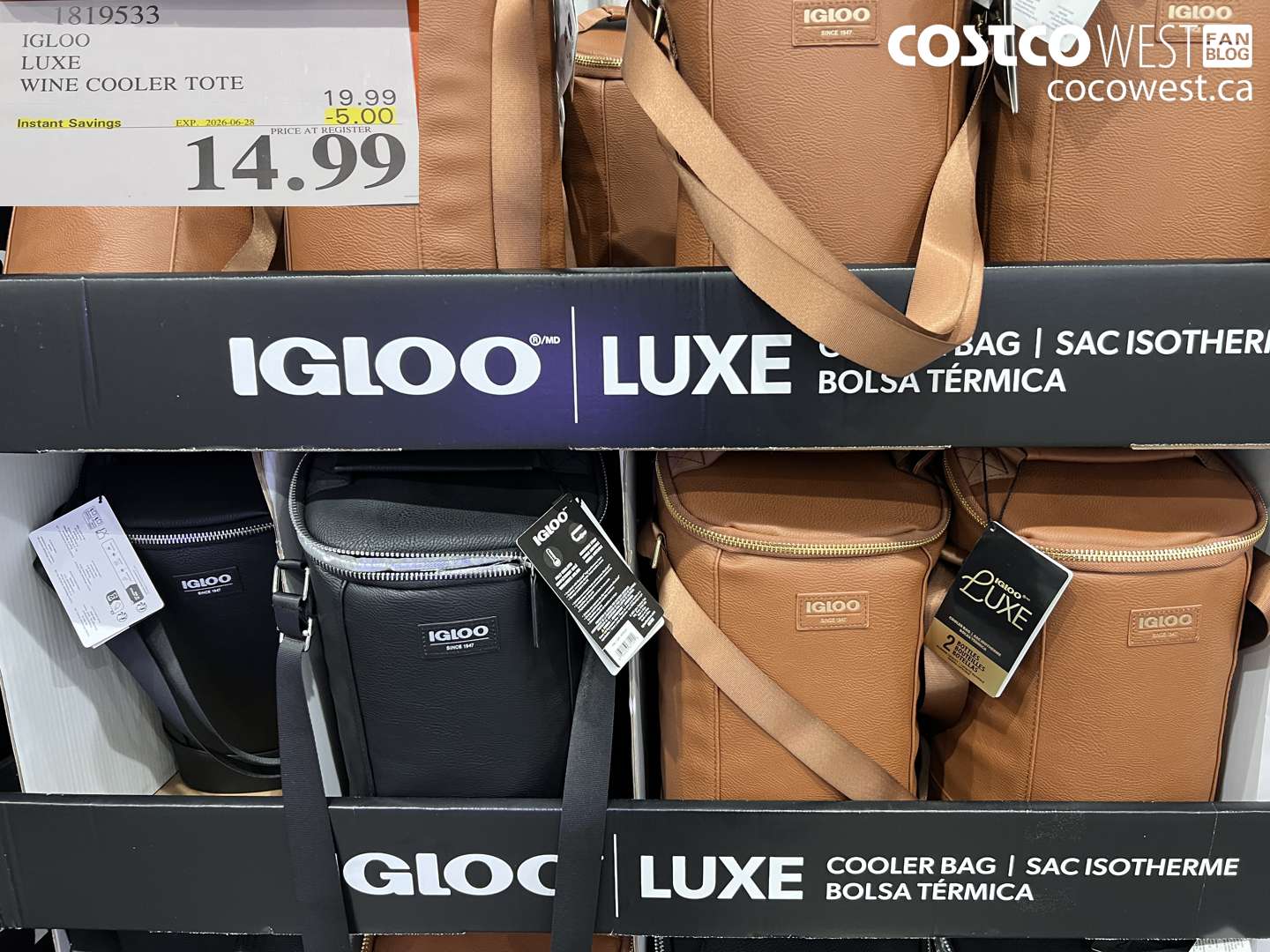 1819533 IGLOO LUXE WINE COOLER TOTE ($5.00 INSTANT SAVINGS EXPIRES ON 2026-06-28) $14.99