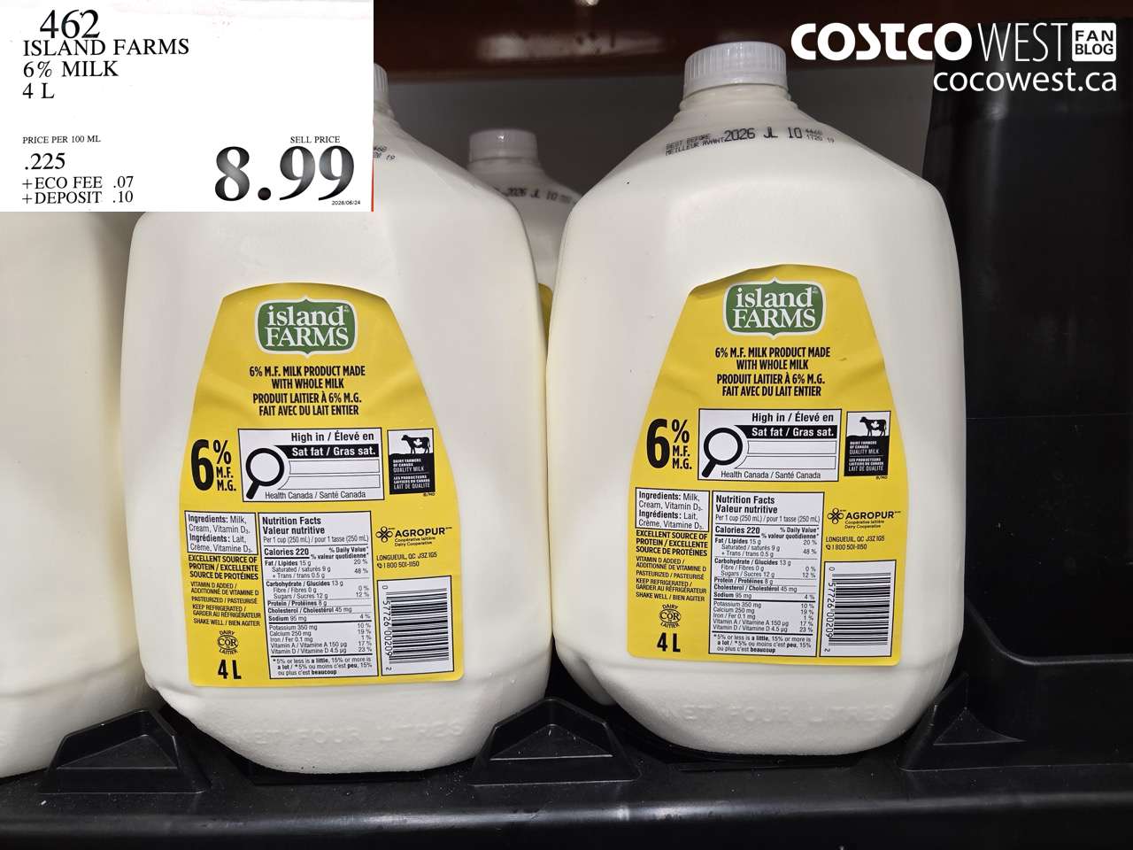 462 ISLAND FARMS 6% MILK 4 L $8.99